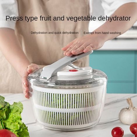 Essoreuse à Salade Essoreuse à Laitue Manuelle pour la PréParation des LéGumes, Pompe à 1Main Essoreuse à Fruits SèChe-Linge (1/4)