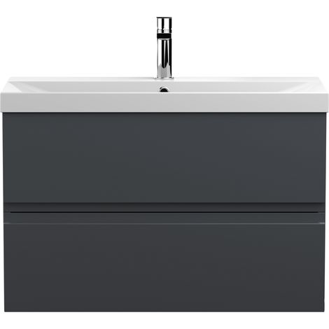 Hudson Reed Urban Wall Hung 2-Drawer Vanity Unit with Basin 3 Satin Anthracite - 800mm Wide (1/5)