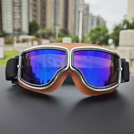 Lunettes de moto anti-rayures pour homme, style rétro, compatibles avec les casques de motocross. (1/5)