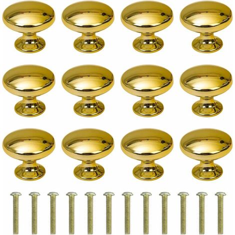 Boutons de Porte Rond Boutons de Tiroir 30mm Poignées de Tiroir avec Vis pour Armoire Bureau Table de Chevet Bibliothèque Meubles 12 Pièces Or (1/4)