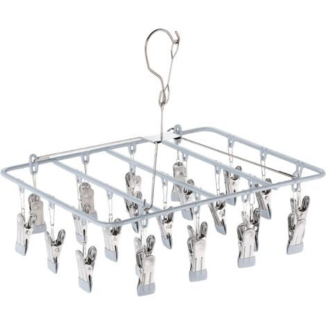 Wäscheständer aus Edelstahl, Sockenwäschetrockner, Multifunktions-Zangenhaken-Wäscheständer (Silber), hängender Wäscheständer (Größe: M) (1/5)