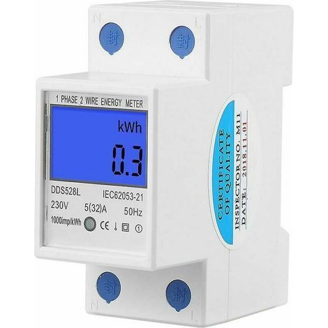 532a 230v 50hz Lcd Rétroéclairage Monophasé Compteur D'énergie Watt Kwh Mètre Din Rail Montage (1/5)