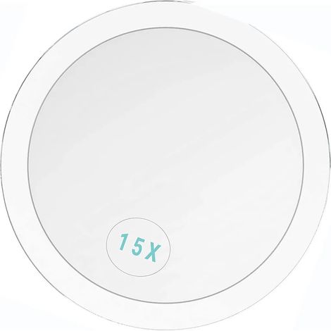 Espejo con aumento de 15x - para usar con maquillaje, pinzas y para eliminar puntos negros/imperfecciones - Espejo redondo con tres ventosas para una fácil colocación, 3,46 x 0,35