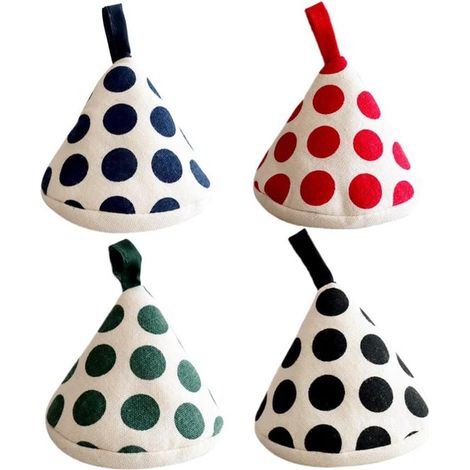 Juego de 4 agarraderas para ollas estampado lunares, Asas tapas resistentes calor pomo platos horno, Protección cocina azul, rojo, verde negro (1/5)
