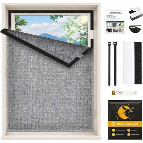 Verdunkelungsvorhang, ohne Bohren, Leinen-Verdunkelungsrollo, Sonnenschutzfolie, Thermoverdunkelungsstoff für Dachfenster und Fenster, ideal für Reisen und Schlafzimmer, 100 x 150 cm (1/5)