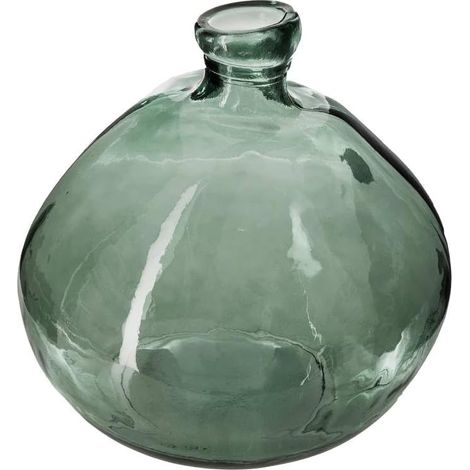 - Vase Rond Verre recyclé - Vert Kaki - D23 cm