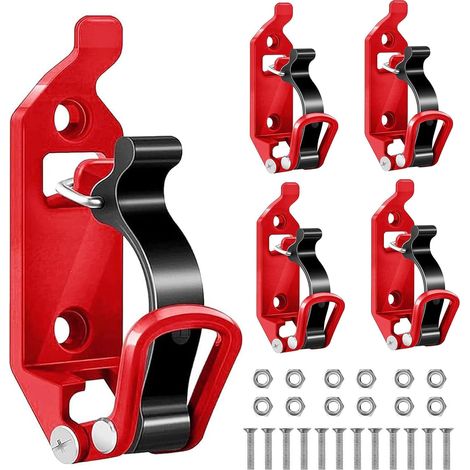 4 Pièces Support De Pelle pour Barres de Toit, Support Pelle Galerie Toit Accessoires Galerie de Toit avec Vis Écrous pour Porte-Bagages de Camion, Bateau, Équipement Militaire et Outils （Rouge） (1/5)