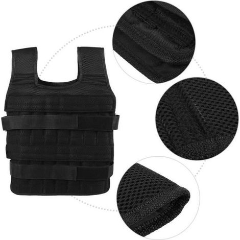 1 Gilet lesté, 32 poches ajustables, maillage respirant, mousse compressée, musculation fitness (1/4)