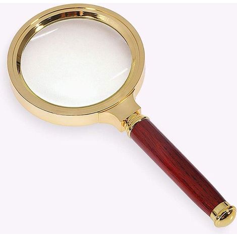 GDHZS-Loupe de Poche avec poignée en Bois - Grossissement : 10x - pour la Maison, Les études, la Lecture, Le dépannage (diamètre de 80 mm, Style Antique - Rouge) (1/5)