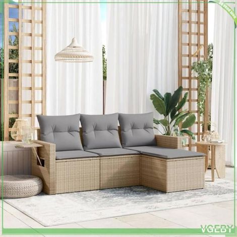 Salon de jardin - FAF7291712420474 - Résine tressée beige - Modulaire avec rangement étanche - Housses amovibles (1/3)