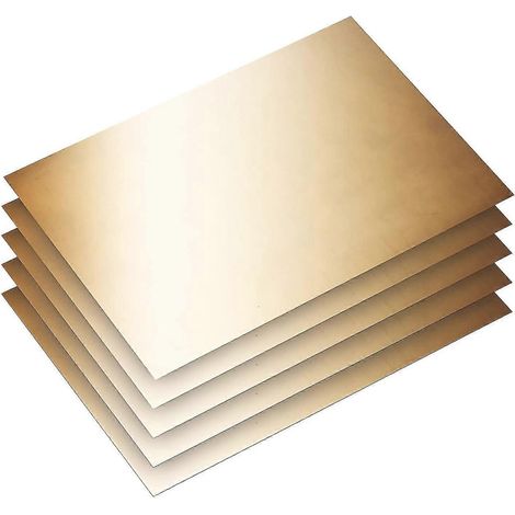 Messingbleche, Sortiment an Messingscheiben, 4" x 4", Dicke: 0,001", 0,002", 0,003", 0,005", 0,01" (5 Stück) (1/5)