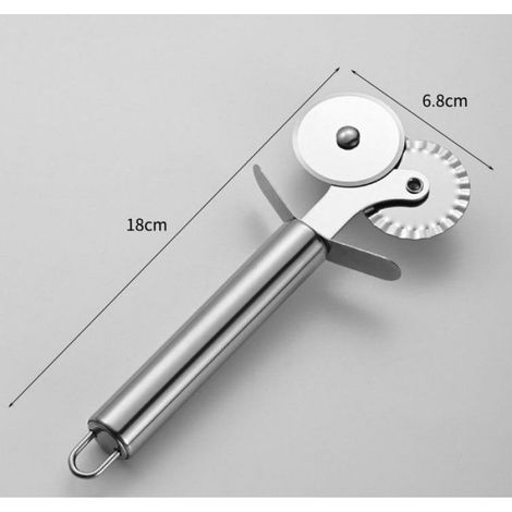 Roulette coupe-pâte double inox – Coupe ravioli et pâtes – Roue crantée cuisine pâtisserie (1/4)