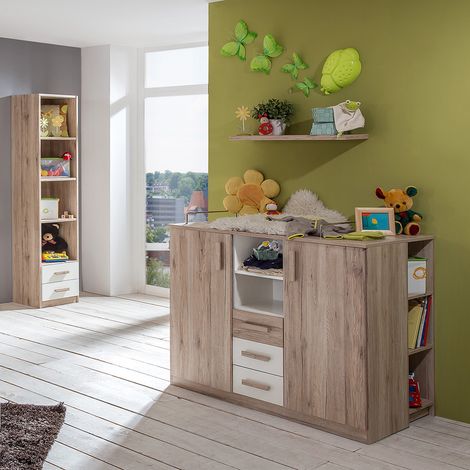 Babyzimmer Set 5-teilig in Eiche mit weiß CANTON-43 mit Wickelkommode (1/5)