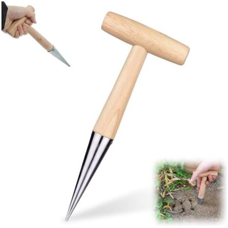 QORVA-Outil de jardinage pour arracheuse de graines, marron, 1 arracheuse de graines manuelle, outil pour semer les bulbes