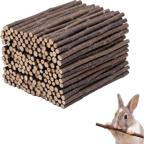150g Jouet Lapin Bâtonnets à Mâcher, Branches de Pommier Naturelles (15cm) pour Lapin Nain, Cochon d'Inde, Hamster et Chinchilla, Accessoire Molaire pour Soin Dentaire et Hygiène (1/5)