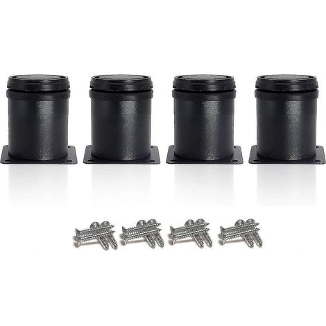 Quatre pieds de table noirs réglables, de 50 mm de haut, épais, adaptés aux armoires, tables, meubles, etc., en acier inoxydable, hauteur réglable de 0 à 15 mm, livrés avec des accessoires en acier in (1/5)