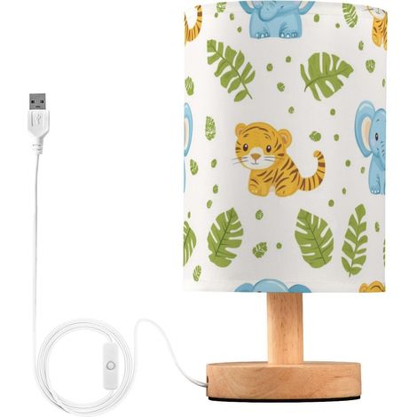 Kcldeci Tiger Elephants Lampe de chevet pour chambre à coucher (1/5)