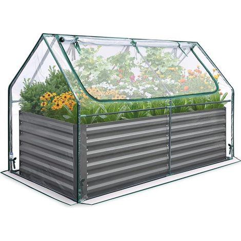 Quictent Carré potager 3-en-1 avec housse de serre, 185x95x122cm