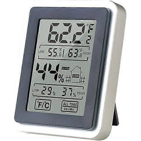 Hygromètre, thermomètre d'intérieur, indicateur de température et d'humidité, haute précision, écran LCD facile à lire, portable pour bureau, réfrigérateur, garage, maison, 7,5 pouces. (1/5)