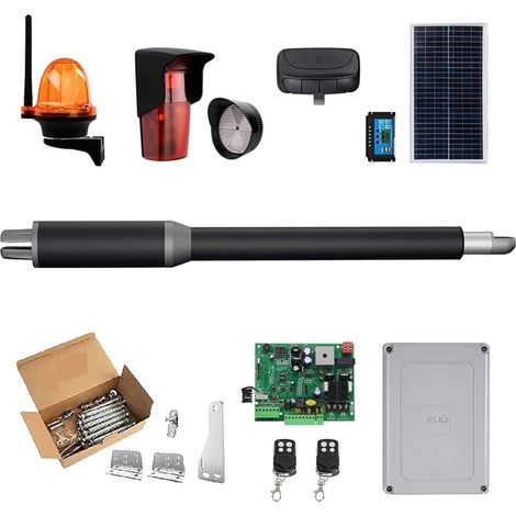 Kit d'ouvre-portes automatiques Ouvre-porte automatique à balançoire simple - 10 pieds de long 450 lbs Ouvre-porte à verrouillage électrique avec contrôle Wifi solaire pour accessoires de portail coul (1/5)