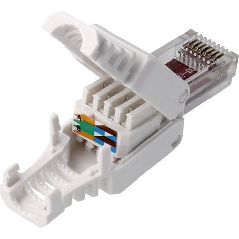 Connecteur RJ45 UTP Cat6 8P8C sans outil – Montage rapide sur câble jusqu'à catégorie 6 – Parfait pour réseaux informatiques