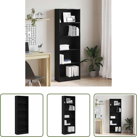Holzregal - Bücherregal Schwarz Eichen-Optik 60 x 24 x 176 cm Holzwerkstoff (1/5)