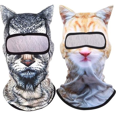 Máscara de esquí de gato de 2 piezas con protección UV，resistente al viento. Máscara de gato negra Cuet 3D con orejas para bares (1/5)