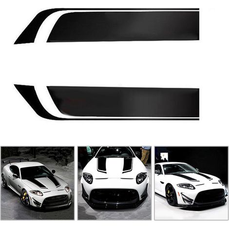 Lot de 2 Stickers Décoratifs Auto Capot Bande Sport Racing Vinyle Autocollant Universel (1/5)