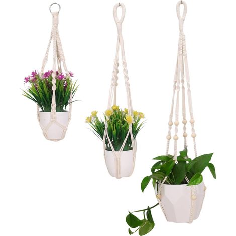 3 morceaux de corde en macramé coton tissé pour plantes suspendues, support décoratif la maison (1/5)