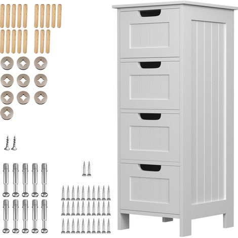 Unité de rangement blanc avec 4 tiroirs 1 étagère salle de bain salon MDF Cabinet 82cm