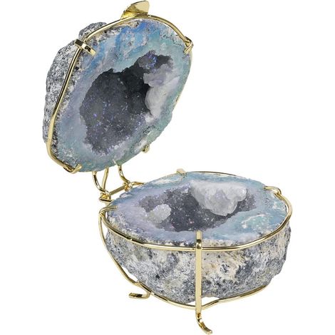 1 pièces pierres naturelles Agate grappe Quartz géode boîte à bijoux collier anneau boîte de rangement cristaux boîte ornements Collections de la maison (1/5)