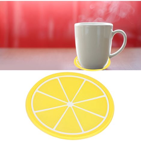 Dessous de verre en forme de fruit, set de table, support pour tasse/boisson en silicone, accessoires de cuisine, citron (1/5)
