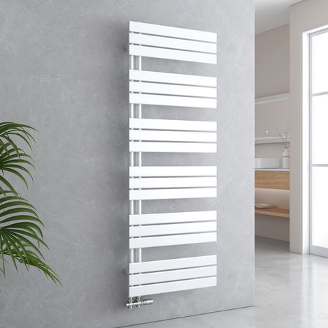 EMKE Badheizkörper Flach 1599x600 mm Weiß, Handtuchwärmer für Badezimmer Handtuchtrockner, Panel Handtuchhalter Seitenanschluss für Wasser 958W (1/5)