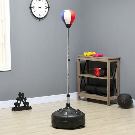 Bille de frappe - noir+rouge+blanc - acier - support remplissable - hauteur réglable 147-165cm - Installation facile