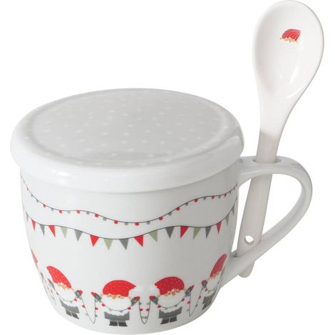 Weihnachtstasse Jumbo mit Deckel und Löffel MONTI, 600 ml