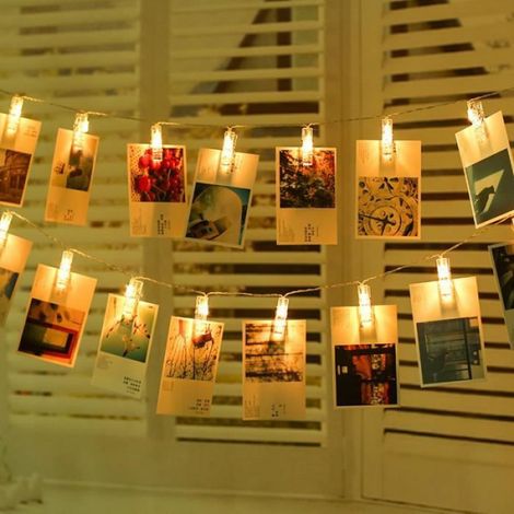 Guirlande Lumineuse LED - 2 M - 20 Clips - Blanc Chaud - Intérieur (1/5)