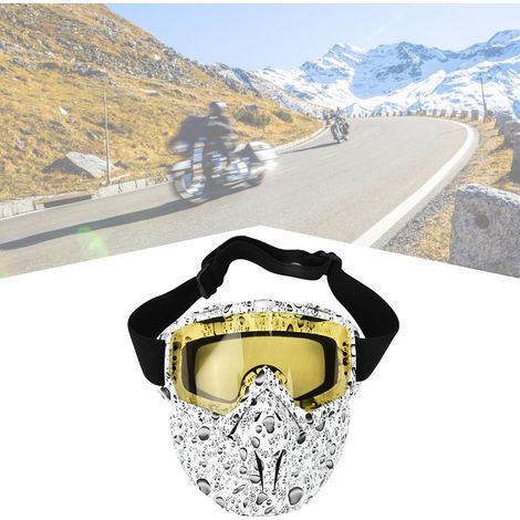 Masque anti-buée pour moto avec verres jaunes et bande élastique ajustable
