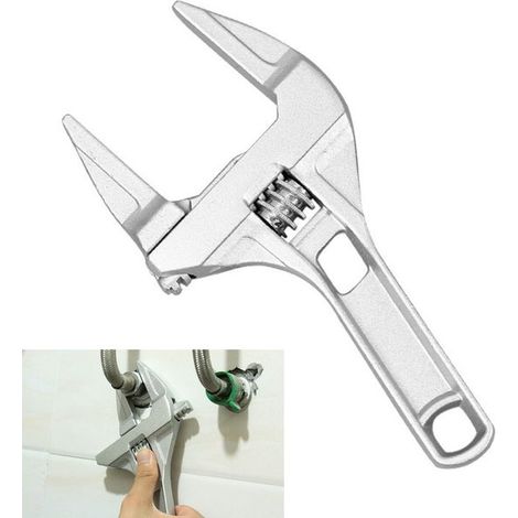 pezzo - Chiave regolabile - Chiave da bagno ad ampia apertura - Chiave a gambo corto con ampio calibro da 6 a 68 mm - per rimuovere dadi di bagno, lavandini e tubi (argento)