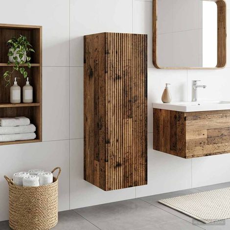 vidaXL Mobiletto da Bagno a Muro Legno antico 33 x 34,5 x 60 cm