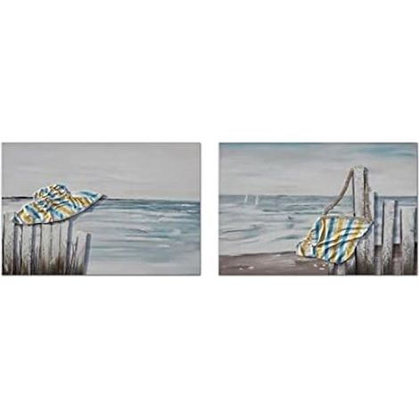 Cadre - DKD HOME DECOR - Standard - Bleu et beige - Toile et MDF - 90 x 2,5 x 60 cm