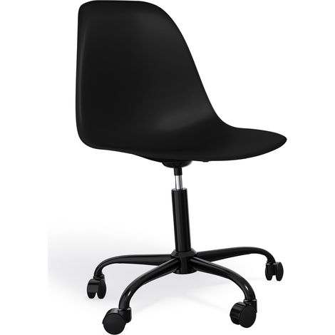 Sedia da ufficio con braccioli - Sedia da scrivania con ruote - Struttura nera Denisse Nero