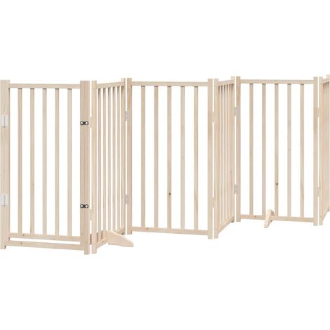 Barrière pour chien Barrière de sécurités avec porte 6 panneaux bois de sapin massif CFW83368 (1/5)