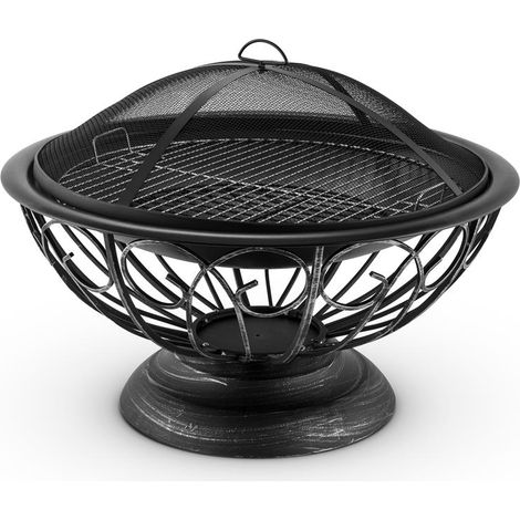 Blumfeldt – Braséro de jardin 75cm – Acier 1,5mm traité – Pare-étincelles en grillage – Grille barbecue 60cm – Compatible bois et charbon (1/5)