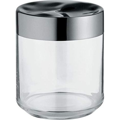 Alessi Julieta LC08 - Barattolo Ermetico da Cucina di Design, Corpo in Vetro con Coperchio in Acciaio Inossidabile 18/10, 75 cl (1/4)