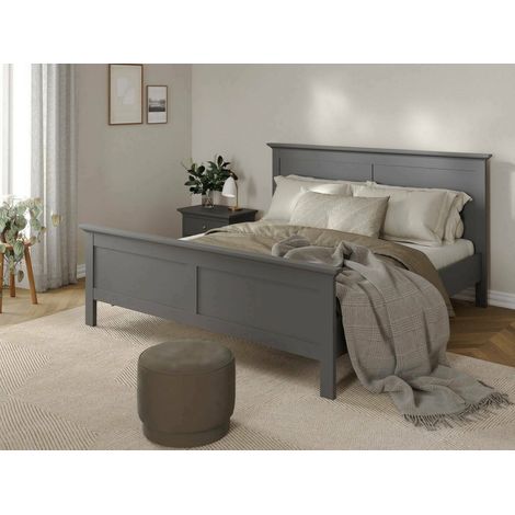 Dmora - Letto matrimoniale Arika, Sommier per camera da letto, Giroletto per stanza, Struttura porta materasso, 211x179 h110 cm, Grigio (1/5)