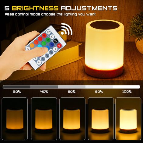 Lampada da comodino multicolore con 13 colori, luce notturna per bambini ricaricabile tramite USB, touch e telecomando, luminosità regolabile, lampada notturna dimmerabile RGB per camera da letto, bam (1/4)