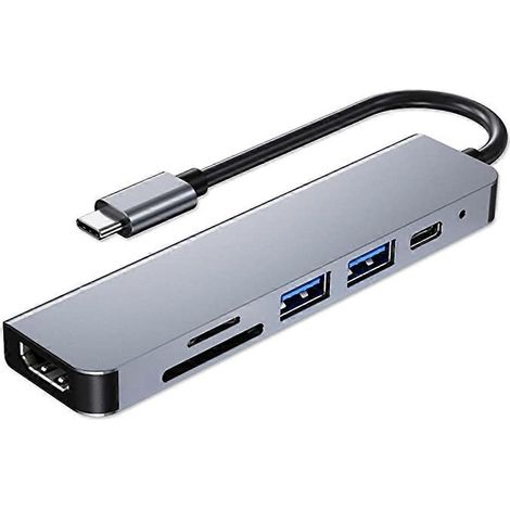 USB-C-Hub mit 2 USB-3.0-Anschlüssen, TF-/SD-Kartenleser und USB-C-Stromversorgung (1/5)