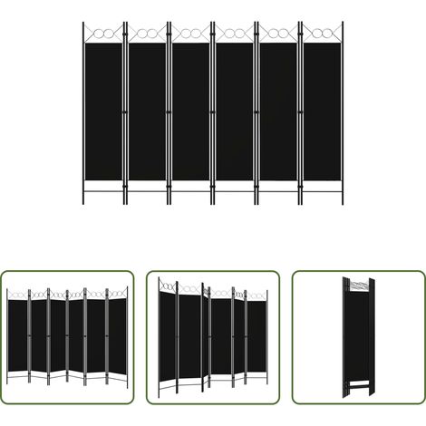 Schlafzimmer Trennwand - 6-tlg. Raumteiler Schwarz 240 x 180 cm (1/5)