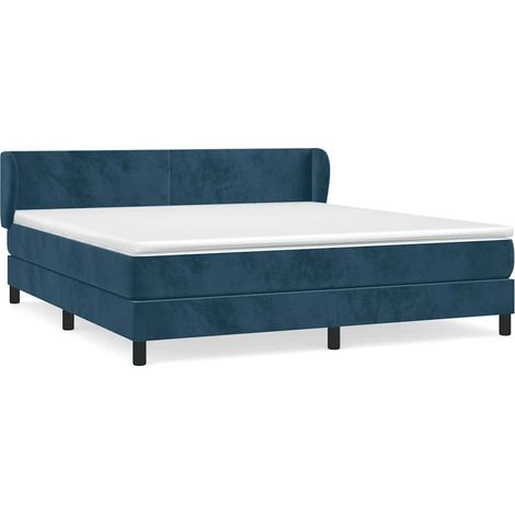 Lit double  Lit adulte  Sommier à lattes de lit et matelas Bleu foncé 180x200cm Velours