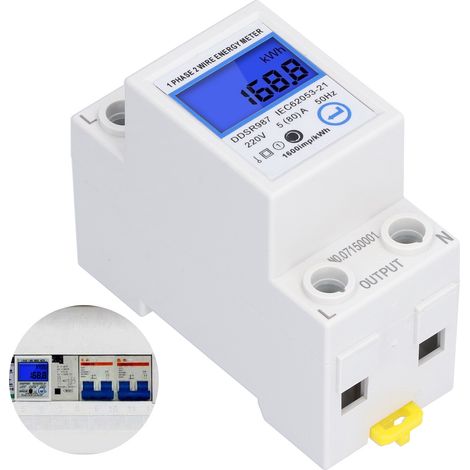 Einphasiger 220-V-Digitalzähler mit LCD-Anzeige zur DIN-Schienenmontage für den privaten und gewerblichen Gebrauch, kleiner Multifunktionszähler mit Hintergrundbeleuchtung (1/5)